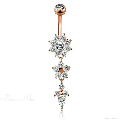 Zircon Bloom Dangle Gothic Belly Ring