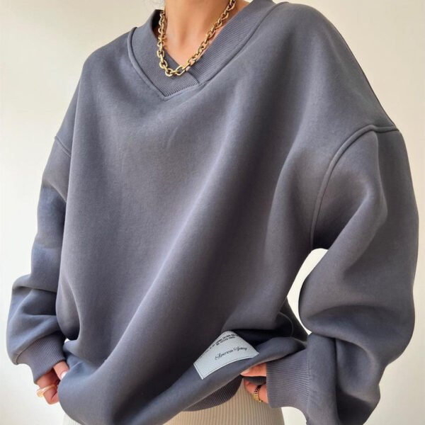 V Neck Oversized Sweatshirt Ultra Soft Fleece