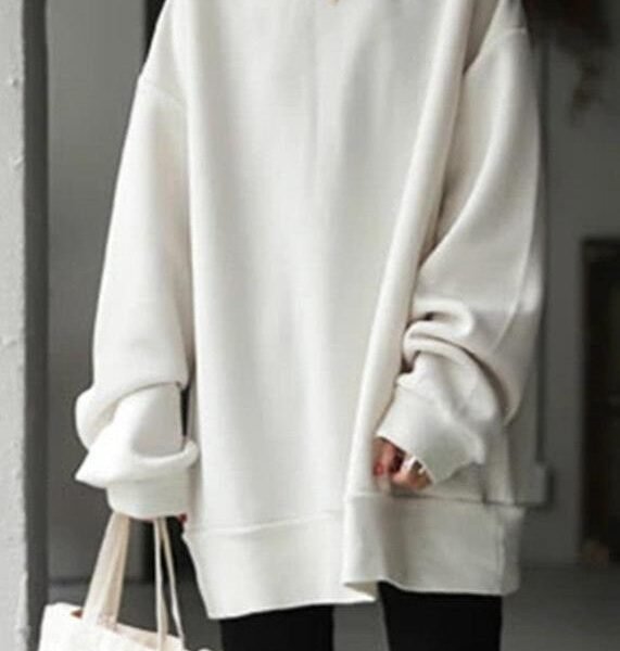 Round Neck Loose Fit Pullover In Soft Fabric