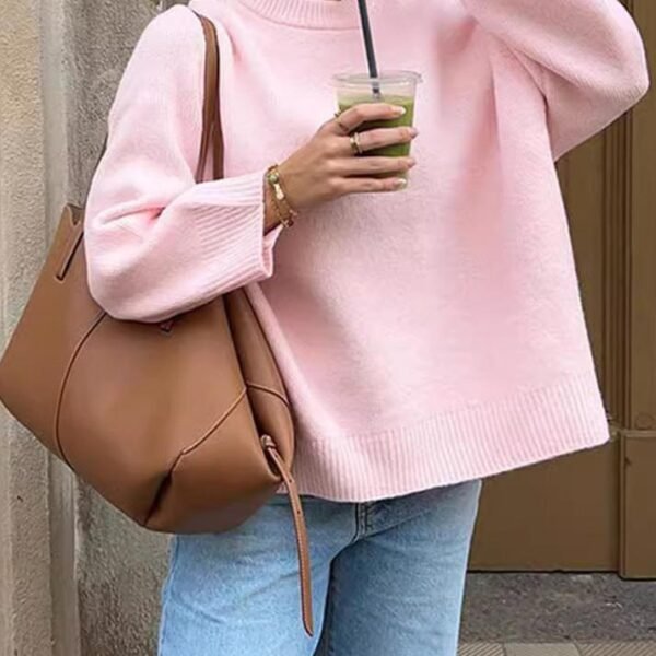Cozy Crew Neck Sweater Soft Breathable Fabric