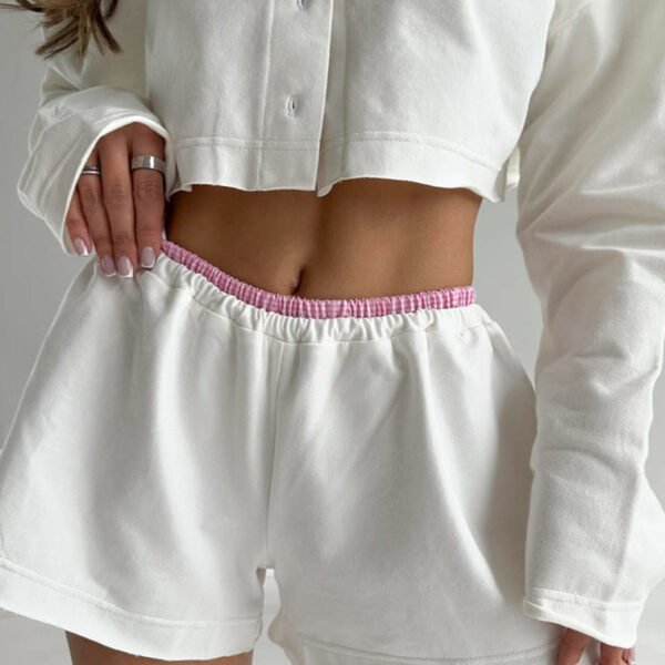 Cozy White Cotton Lounge Set With Teddy Print