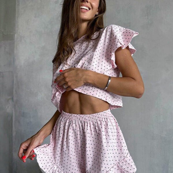 Ruffled Lounge Set Soft Fabric Playful Style