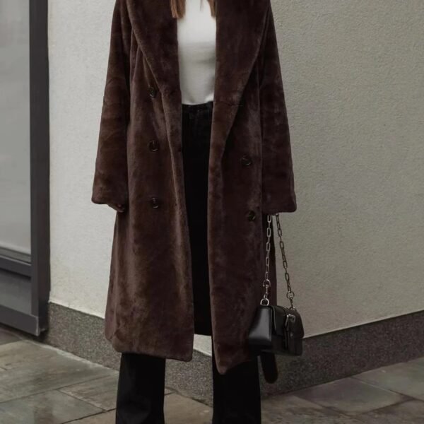 Velvet Coat Longline Double Breasted Tailored Lapel